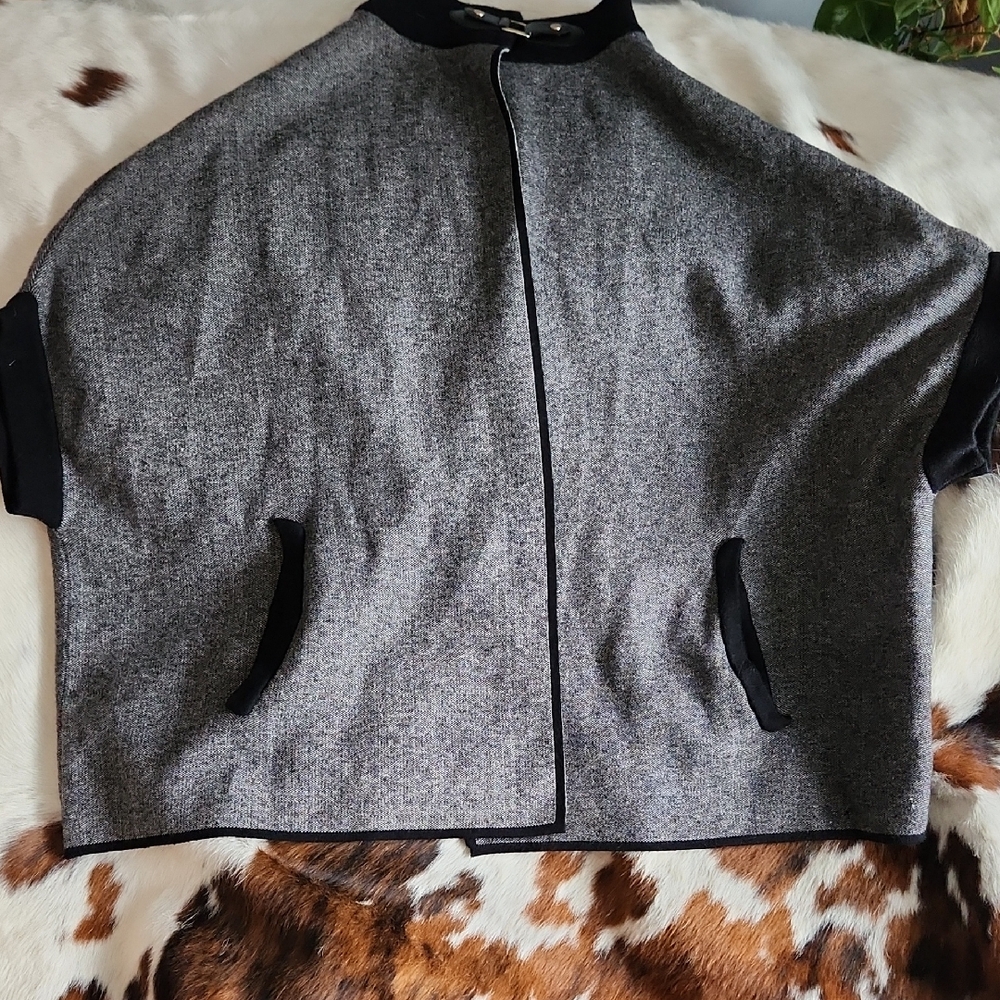 Charlie Paige Gray Cape/Vest with Black Trim One Size